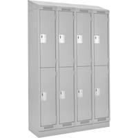 Clean Line Lockers, 2 -tier, Bank of 4, 48" x 18" x 82", Steel, Grey, Rivet (Assembled) Cam Industrial