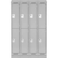Clean Line Lockers, 2 -tier, Bank of 4, 48" x 18" x 82", Steel, Grey, Rivet (Assembled) Cam Industrial