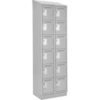 Clean Line Lockerette, 6 -tier, Bank of 2, 24" x 18" x 82", Steel, Grey, Rivet (Assembled) Cam Industrial