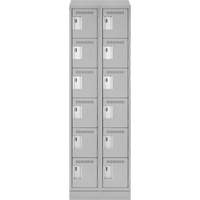 Clean Line Lockerette, 6 -tier, Bank of 2, 24" x 18" x 82", Steel, Grey, Rivet (Assembled) Cam Industrial