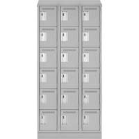 Clean Line Lockerette, 6 -tier, Bank of 3, 36" x 18" x 82", Steel, Grey, Rivet (Assembled) Cam Industrial