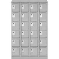 Clean Line Lockerette, 6 -tier, Bank of 4, 48" x 18" x 82", Steel, Grey, Rivet (Assembled) Cam Industrial