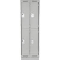 Clean Line Lockers, 2 -tier, Bank of 2, 24" x 18" x 76", Steel, Grey, Rivet (Assembled) Cam Industrial