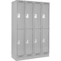 Casiers Clean Line, 2 niveaux, Bloc de 4, 48" x 18" x 76", Acier, Gris, Rivet (assembl&eacute;) Cam Industrial