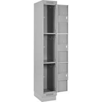 Clean Line Lockers, 3 -tier, Bank of 4, 48" x 18" x 76", Steel, Grey, Rivet (Assembled) Cam Industrial