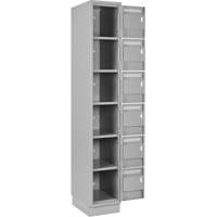 Clean Line Lockerette, 6 -tier, Bank of 4, 48" x 18" x 76", Steel, Grey, Rivet (Assembled) Cam Industrial
