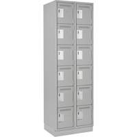 Clean Line Lockerette, 6 -tier, Bank of 2, 24" x 18" x 76", Steel, Grey, Rivet (Assembled) Cam Industrial