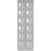Clean Line Lockerette, 6 -tier, Bank of 2, 24" x 18" x 76", Steel, Grey, Rivet (Assembled) Cam Industrial