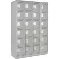 Clean Line Lockerette, 6 -tier, Bank of 4, 48" x 18" x 76", Steel, Grey, Rivet (Assembled) Cam Industrial