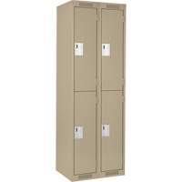 Clean Line Lockers, 2 -tier, Bank of 2, 24" x 18" x 72", Steel, Beige, Rivet (Assembled) Cam Industrial
