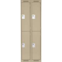 Clean Line Lockers, 2 -tier, Bank of 2, 24" x 18" x 72", Steel, Beige, Rivet (Assembled) Cam Industrial