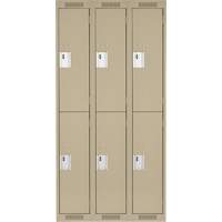 Clean Line Lockers, 2 -tier, Bank of 3, 36" x 18" x 72", Steel, Beige, Rivet (Assembled) Cam Industrial