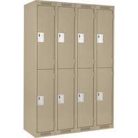 Clean Line Lockers, 2 -tier, Bank of 4, 48" x 18" x 72", Steel, Beige, Rivet (Assembled) Cam Industrial