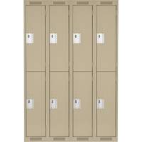 Clean Line Lockers, 2 -tier, Bank of 4, 48" x 18" x 72", Steel, Beige, Rivet (Assembled) Cam Industrial
