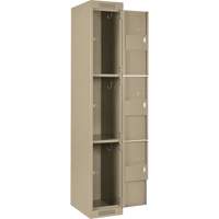 Casiers Clean Line, 3 niveaux, Bloc de 4, 48" x 18" x 72", Acier, Beige, Rivet (assembl&eacute;) Cam Industrial