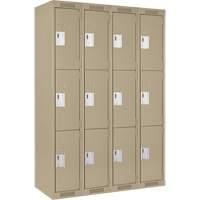 Casiers Clean Line, 3 niveaux, Bloc de 4, 48" x 18" x 72", Acier, Beige, Rivet (assembl&eacute;) Cam Industrial