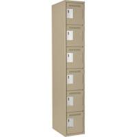 Clean Line Lockerette, 6 -tier, 12" x 18" x 72", Steel, Beige, Rivet (Assembled) Cam Industrial