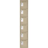 Clean Line Lockerette, 6 -tier, 12" x 18" x 72", Steel, Beige, Rivet (Assembled) Cam Industrial