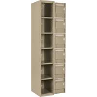 Clean Line Lockerette, 6 -tier, Bank of 4, 48" x 18" x 72", Steel, Beige, Rivet (Assembled) Cam Industrial