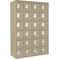 Clean Line Lockerette, 6 -tier, Bank of 4, 48" x 18" x 72", Steel, Beige, Rivet (Assembled) Cam Industrial