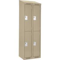 Clean Line Lockers, 2 -tier, Bank of 2, 24" x 18" x 78", Steel, Beige, Rivet (Assembled) Cam Industrial