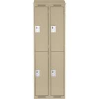 Clean Line Lockers, 2 -tier, Bank of 2, 24" x 18" x 78", Steel, Beige, Rivet (Assembled) Cam Industrial