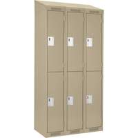 Clean Line Lockers, 2 -tier, Bank of 3, 36" x 18" x 78", Steel, Beige, Rivet (Assembled) Cam Industrial