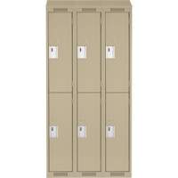 Clean Line Lockers, 2 -tier, Bank of 3, 36" x 18" x 78", Steel, Beige, Rivet (Assembled) Cam Industrial
