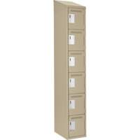 Clean Line Lockerette, 6 -tier, 12" x 18" x 78", Steel, Beige, Rivet (Assembled) Cam Industrial