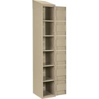 Clean Line Lockerette, 6 -tier, Bank of 4, 48" x 18" x 78", Steel, Beige, Rivet (Assembled) Cam Industrial