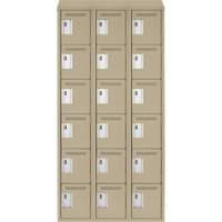Clean Line Lockerette, 6 -tier, Bank of 3, 36" x 18" x 78", Steel, Beige, Rivet (Assembled) Cam Industrial