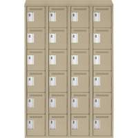 Clean Line Lockerette, 6 -tier, Bank of 4, 48" x 18" x 78", Steel, Beige, Rivet (Assembled) Cam Industrial
