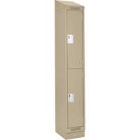 Clean Line Lockers, 2 -tier, 12" x 18" x 82", Steel, Beige, Rivet (Assembled) Cam Industrial