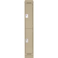 Clean Line Lockers, 2 -tier, 12" x 18" x 82", Steel, Beige, Rivet (Assembled) Cam Industrial