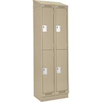 Casiers Clean Line, 2 niveaux, Bloc de 2, 24" x 18" x 82", Acier, Beige, Rivet (assembl&eacute;) Cam Industrial