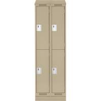 Casiers Clean Line, 2 niveaux, Bloc de 2, 24" x 18" x 82", Acier, Beige, Rivet (assembl&eacute;) Cam Industrial