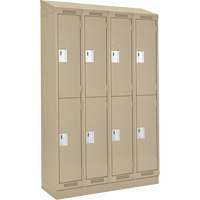 Clean Line Lockers, 2 -tier, Bank of 4, 48" x 18" x 82", Steel, Beige, Rivet (Assembled) Cam Industrial