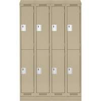 Clean Line Lockers, 2 -tier, Bank of 4, 48" x 18" x 82", Steel, Beige, Rivet (Assembled) Cam Industrial