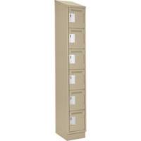 Clean Line Lockerette , 6 -tier, 12" x 18" x 82", Steel, Beige, Rivet (Assembled) Cam Industrial