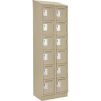 Clean Line Lockerette , 6 -tier, Bank of 2, 24" x 18" x 82", Steel, Beige, Rivet (Assembled) Cam Industrial