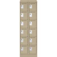 Clean Line Lockerette , 6 -tier, Bank of 2, 24" x 18" x 82", Steel, Beige, Rivet (Assembled) Cam Industrial
