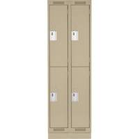 Clean Line Lockers, 2 -tier, Bank of 2, 24" x 18" x 76", Steel, Beige, Rivet (Assembled) Cam Industrial