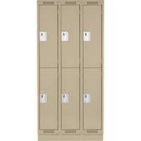 Clean Line Lockers, 2 -tier, Bank of 3, 36" x 18" x 76", Steel, Beige, Rivet (Assembled) Cam Industrial