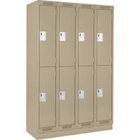 Casiers Clean Line, 2 niveaux, Bloc de 4, 48" x 18" x 76", Acier, Beige, Rivet (assembl&eacute;) Cam Industrial