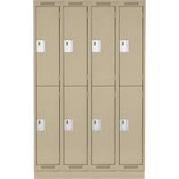 Casiers Clean Line, 2 niveaux, Bloc de 4, 48" x 18" x 76", Acier, Beige, Rivet (assembl&eacute;) Cam Industrial