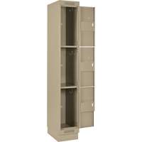 Clean Line Lockers, 3 -tier, Bank of 4, 48" x 18" x 76", Steel, Beige, Rivet (Assembled) Cam Industrial