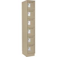 Clean Line Lockerette, 6 -tier, 12" x 18" x 76", Steel, Beige, Rivet (Assembled) Cam Industrial