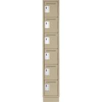 Clean Line Lockerette, 6 -tier, 12" x 18" x 76", Steel, Beige, Rivet (Assembled) Cam Industrial