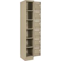 Clean Line Lockerette, 6 -tier, Bank of 4, 48" x 18" x 76", Steel, Beige, Rivet (Assembled) Cam Industrial