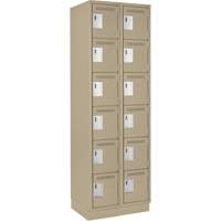 Clean Line Lockerette, 6 -tier, Bank of 2, 24" x 18" x 76", Steel, Beige, Rivet (Assembled) Cam Industrial